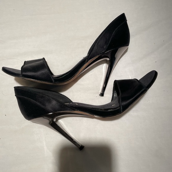 BCBG open toe black satin shoes. Worn few times. - Picture 2 of 2